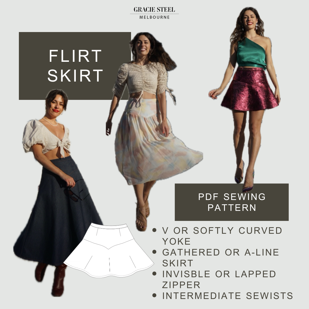 Flirt Skirt Sewing Pattern for sewists DIY skirt using sewing