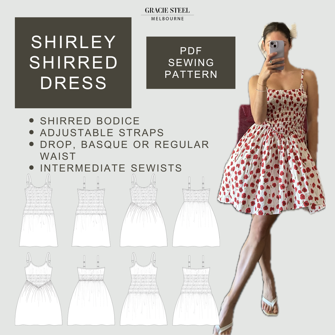 shirred midi dress pattern Cassie Dress - Shirred Dress PDF Sewing Pattern