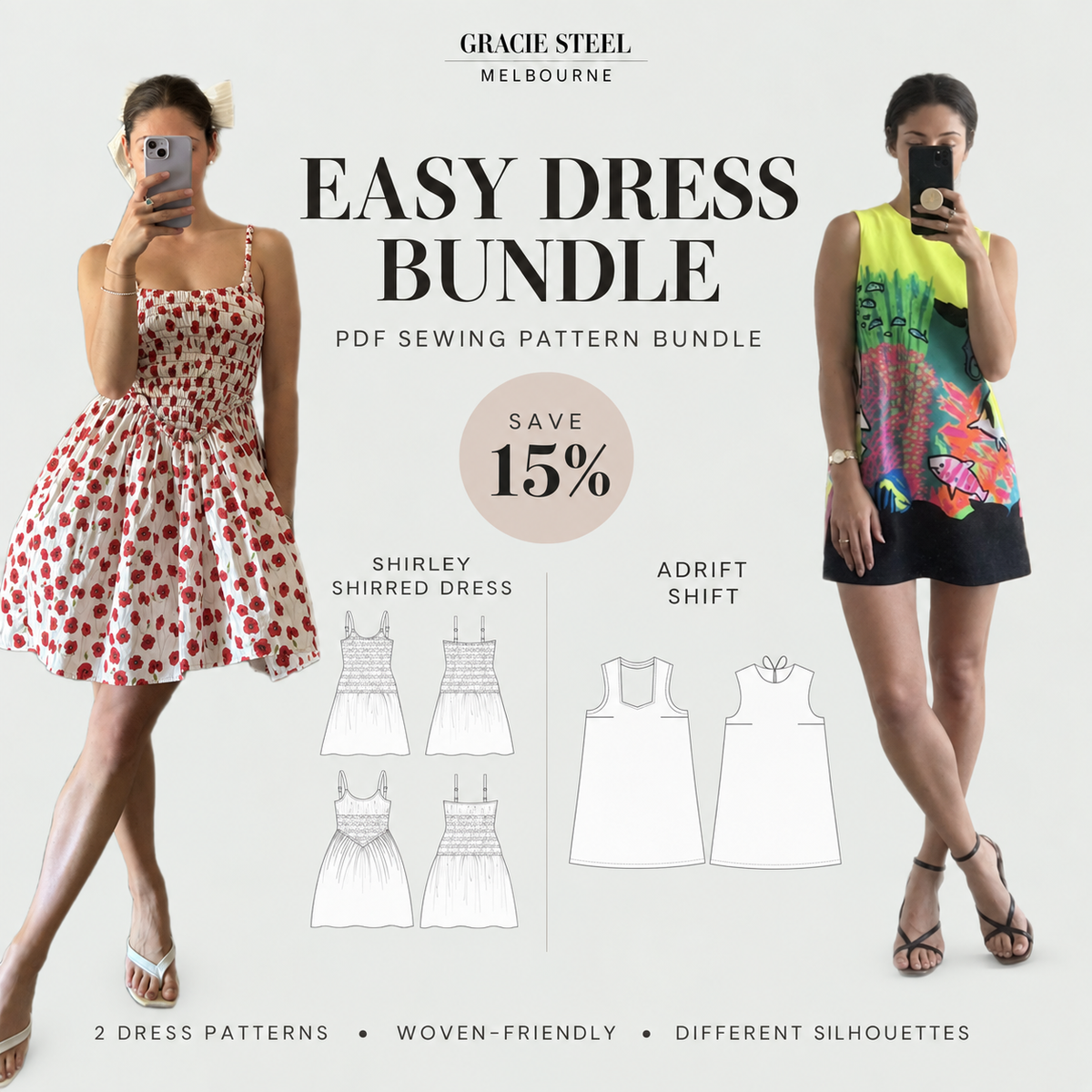 Easy Dress Bundle — Adrift Shift + Shirley Shirred Dress