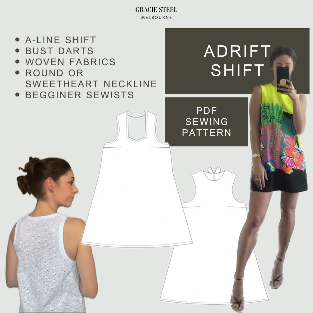 Adrift Shift Digital PDF Sewing Pattern Gracie Steel Adrift Shift Digital PDF Sewing Pattern Gracie Steel